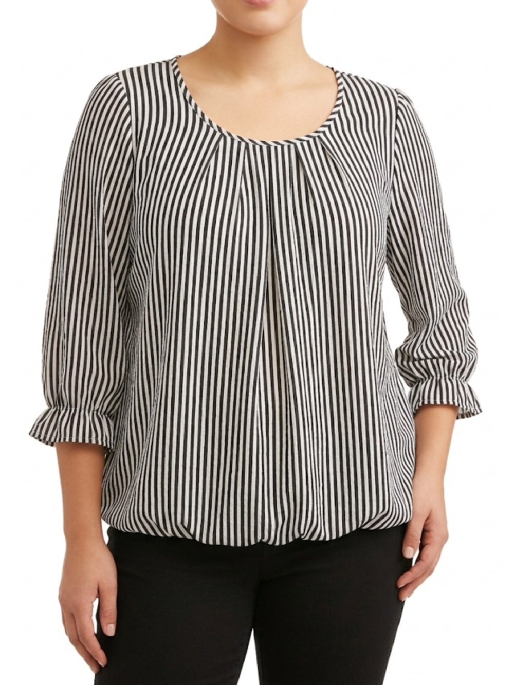 Suzy Shier Black & White Striped Blouse Size XS | Parisian Chic | Preppy Texture